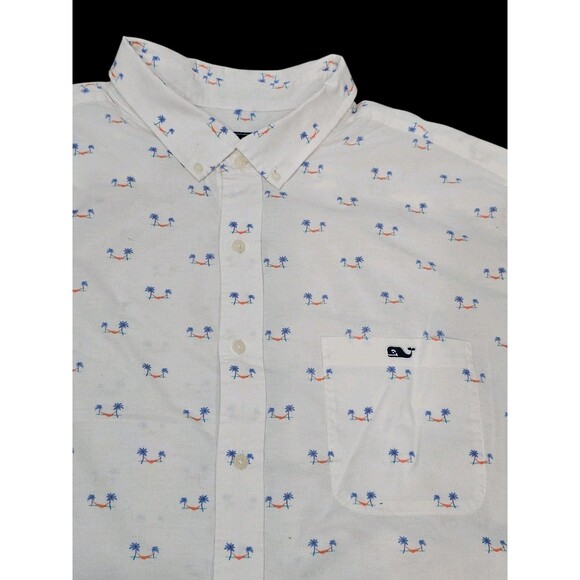 Vineyard Vines Shirt Mens 2XB Short Sleeve Button Front Casual Palm Print Preppy - Picture 10 of 12